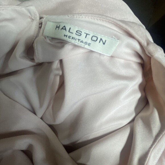 Halston Heritage Draped Jersey Cut Out Criss Cross Side Gathered Pink Dress - Picture 10 of 13